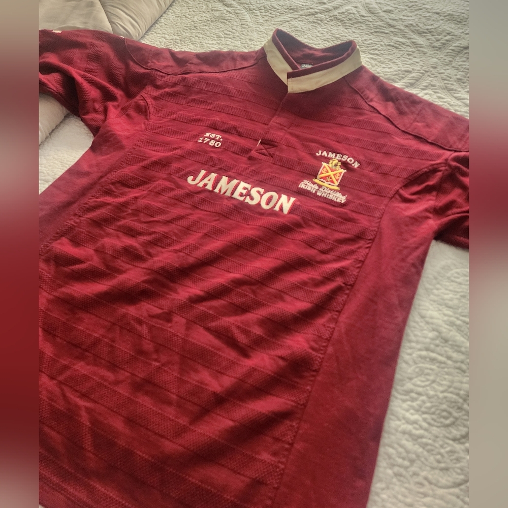 Vintage Jameson Irish Whiskey Maroon Rugby Shirt